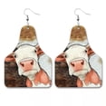 thumbnail image 3 of Retro West Cowboy Genuine Leather Earrings Cartoon Animal Pattern Custom Jewelry, 3 of 6