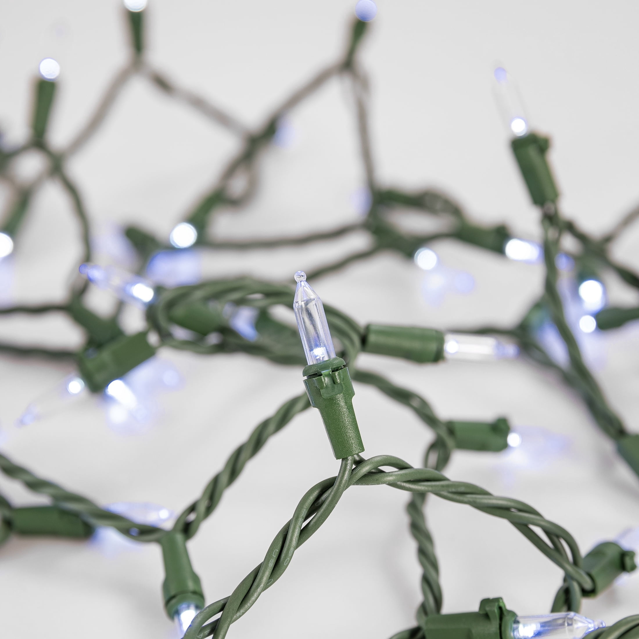 Indoor/Outdoor 50-Count LED Mini Christmas String Lights, Cool White, Green Wire, 10.2', by Holiday Time