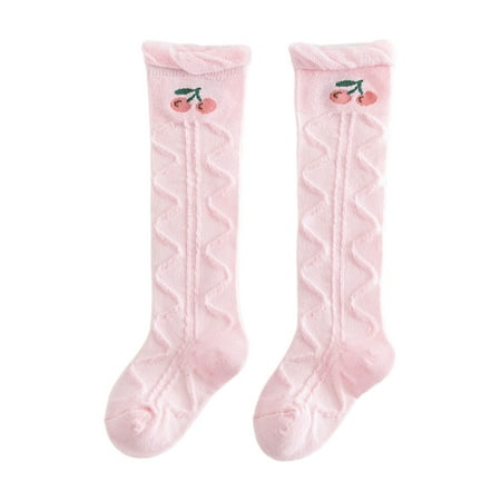 

GHOONEY Infant Baby Summer Long Socks Cute Fruit Print Mesh Ruffled Trim Knee Stockings