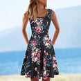 thumbnail image 2 of Womens Dresses Summer Sleeveless U-neck A-line Short Printed Loose Casual Dress Black L, 2 of 6
