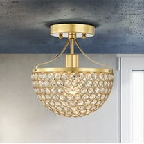 Laverna 9.4 in. 1-Light Indoor Satin Gold Finish Semi-Flush Mount Ceiling Light with Light Kit