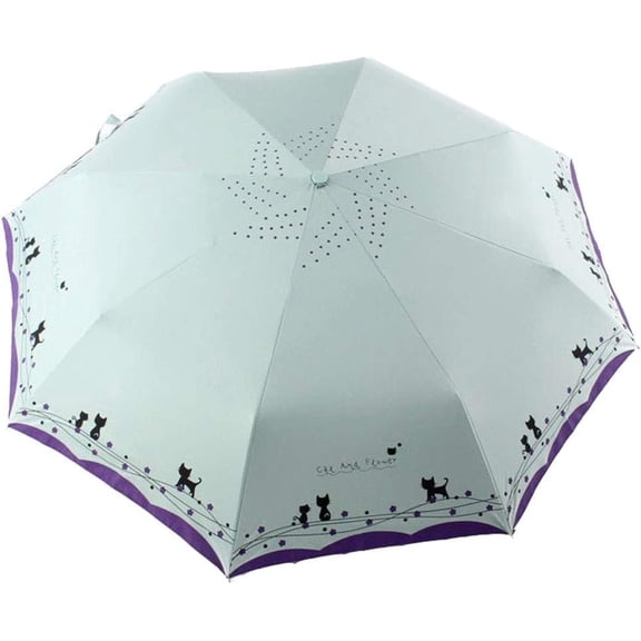 Windproof Compact Travel Folding Cute Umbrella,Auto Open Close Rain&Sun Lightweight Portable Umbrellas with Cover for Women Men