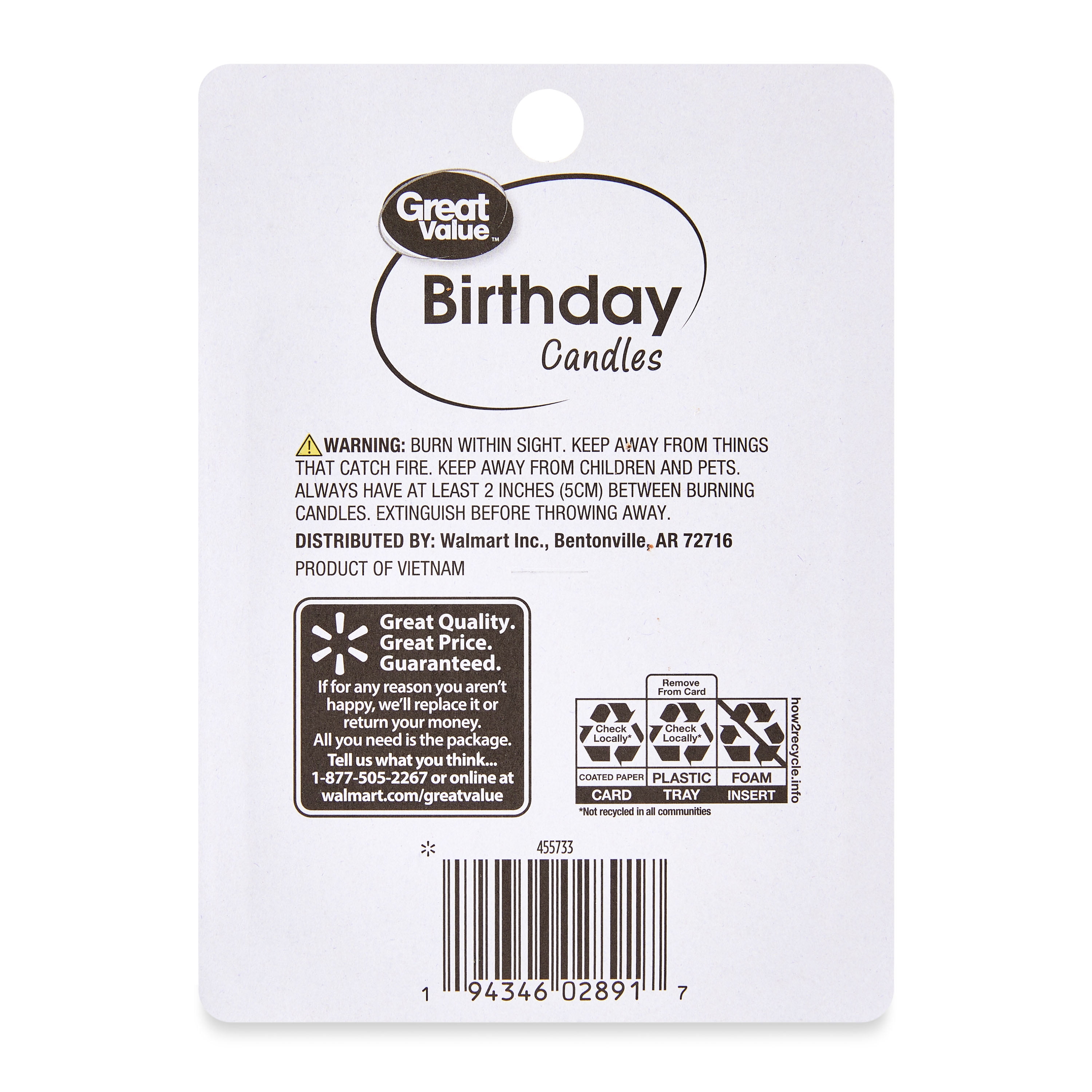 (2 pack) Great Value Birthday Candle, Celebrate, Rainbow, 9 Count