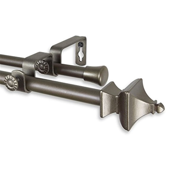 Central Design 0.625 in. Dia. Gavin Double Curtain Rod, Antique Gold - 48-84 in.