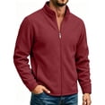 thumbnail image 2 of USNSM Mens Zip Up Sweatshirt Mock Neck Track Jacket Lightweight Fleece Full Zip No Hood Athletic Casual Long Sleeve Jackets with Pocket Red S, 2 of 9