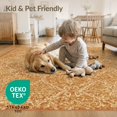 thumbnail image 4 of ODIKA 6'x9' Washable Area Rug Orange Fall Vintage Terracotta Farmhouse Boho Scrollwork Floral Lattice Medallion Design for Dining Room, Under Table, Office Décor, Non-Slip Chair-Friendly, 4 of 7