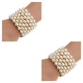 thumbnail image 4 of Jumpingount de cristal de perla simulada plateada para mujer Brazalete circular de bobina de varias filas Oro 7 filas 2piezas, 4 of 5