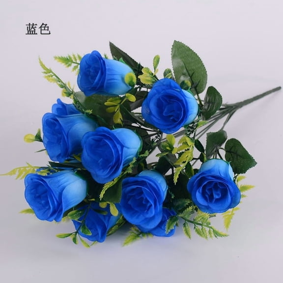 Namzi 3 Pcs Artificial Fake Roses, Realistic Faux Rose Blooms for Vase Filling, Elegant Wedding Centerpieces Household Decorative Flowers, DIY Party Floral Ornaments, Height 43cm,Blue