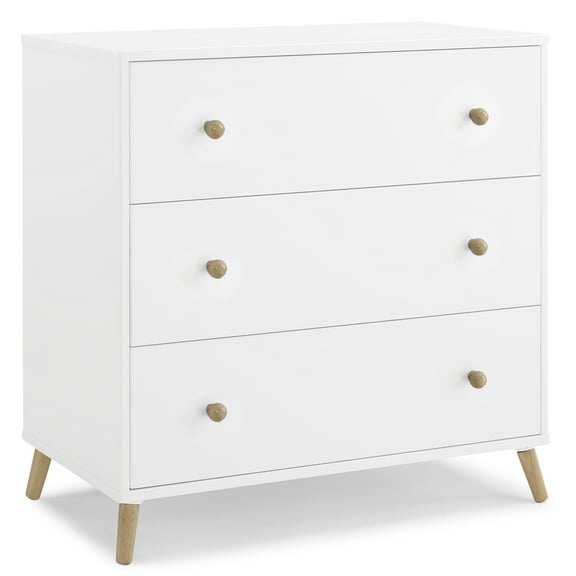 Delta Children Essex 3 Drawer Dresser, Bianca White/Natural
