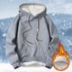 thumbnail image 1 of MHFRRA Sudadera con Capucha para Hombre, de Color Liso, Gruesa, Cálida y Cómoda, Informal, Holgada y Moderna, para Invierno Gris, 1 of 5
