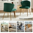 thumbnail image 6 of Modern Velvet Accent Chair Upholstered Small Vanity Chair Bedroom Living Room Green, 6 of 11