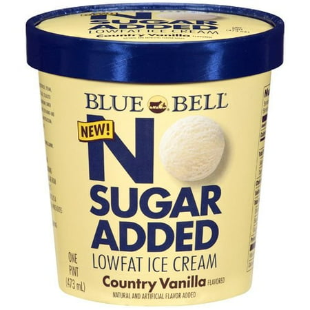Blue Bell No Sugar Added Lowfat Country Vanilla Ice Cream, 1 pt