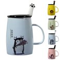 thumbnail image 2 of Ceramic Mug Cartoon Animal Printed Milk Mug Tea Mug Coffee Mug with Lid & Spoon, 2 of 10