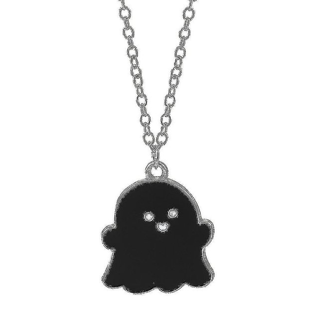 2 uds moda europea y americana regalos de Halloween collar de fantasma de dibujos animados collar de accesorios de pareja de Hip Hop, negro