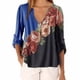 thumbnail image 2 of Blusa Camisa con cuello en V y estampado floral Blusa suelta de manga larga Top de mujer, Azul, L Yuarrent AP002021-51, 2 of 5