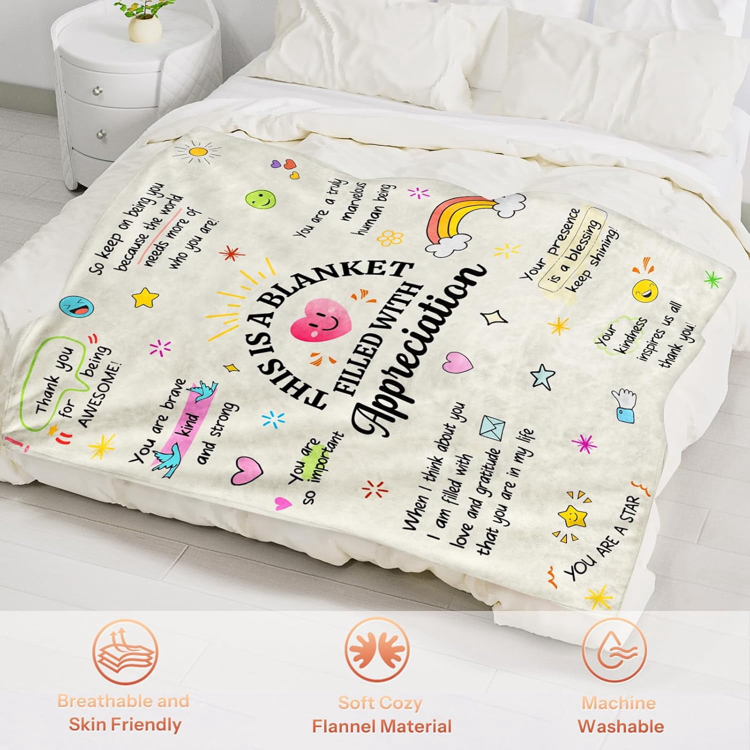 Thank You Gifts Blanket for Women, Appreciation Blanket for Women-Soft Flannel Throw Blanket, Farewell Gifts for Coworkers, Gift for Friends Teacher Employee Nurse Birthday Christmas 60×50 in