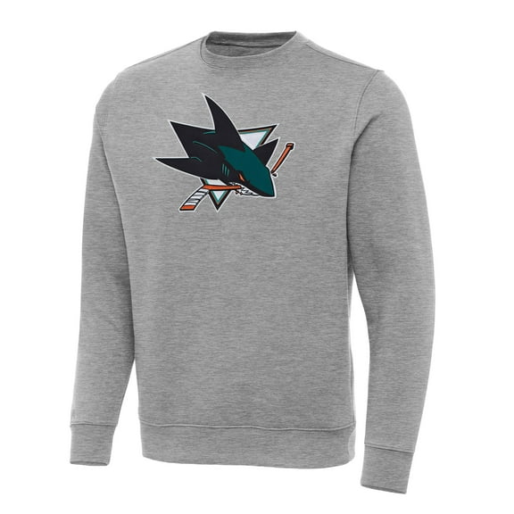Men's Antigua Heather Gray San Jose Sharks Big & Tall Victory Crewneck Pullover Sweatshirt