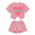 thumbnail image 3 of TAIAOJING Girls Summer Outfits Sets 2PCS Sets Casual Short Sleeve Tops And Shorts Printed Playwear Comfortable Clothes For Toddler Kids Teen Age 4 15 Lovely 14-15Y, 3 of 9