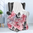 thumbnail image 4 of Watercolor Soft Flannel Fleece Throw Blanket, Roses in Abstract Pastel Design, Cozy Plush for Indoor and Outdoor Use, 70" x 90", Pink Grey, by Ambesonne, 4 of 5