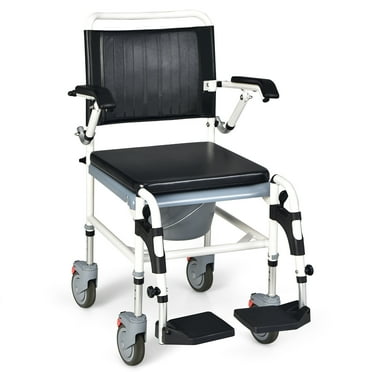 Costway 4-in-1 Bedside Commode Chair Commode Wheelchair with Detachable Bucket