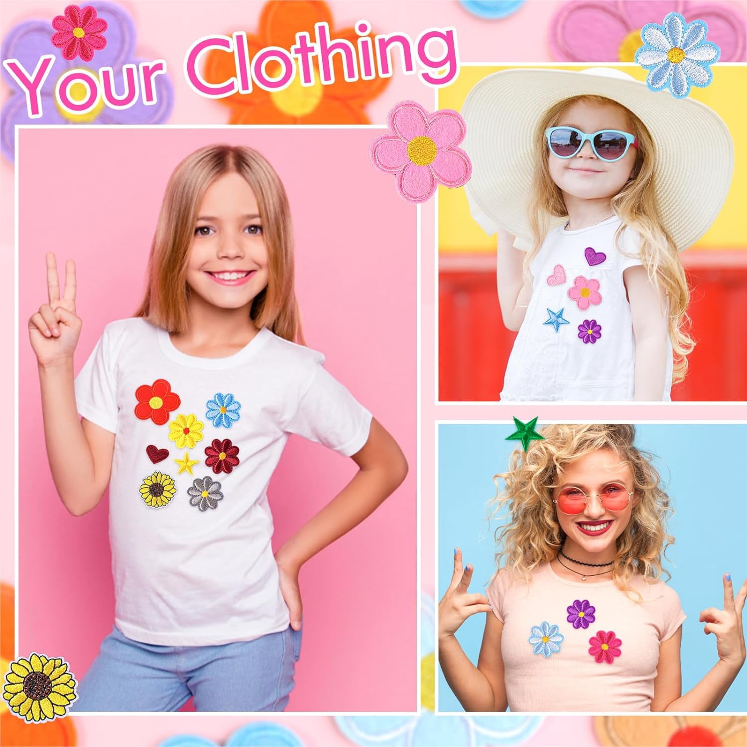 71 PCS Iron on Patches Versatile Embroidered Iron-On Patch Set for Clothes, Bags, and DIY Crafts Include Sunflowers, Hearts, Flowers, and More Pattern