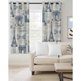 thumbnail image 2 of Eiffel Tower Blackout Curtains for Bedroom/Living Room, Thermal Insulated Kitchen Curtains, European Architectural Retro Hand-Painted Grommet Darkening Window Treatment Drapes 27.5"x39"x2, 2 of 8