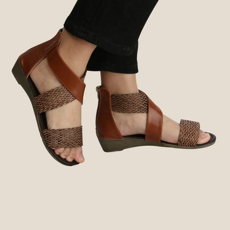

Herrnalise Summer Ladies Women Vintage Woven Wedge Heel Shoes Fashion Casual Beach Sandals Women Shoes on Sale