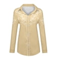 thumbnail image 4 of Western Cowgirl Shirts for Women Button Down Shirts Floral Print Spring Country Party Long Sleeve Tops Khaki L, 4 of 5