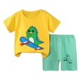 thumbnail image 2 of ATOGUTA Size 6M-6 Years Toddler Boys 2 Piece Pajamas Set Kids Short Sleeve Top T-Shirt & Shorts Dinosaur Clothing Sets Yellow, 2 of 3