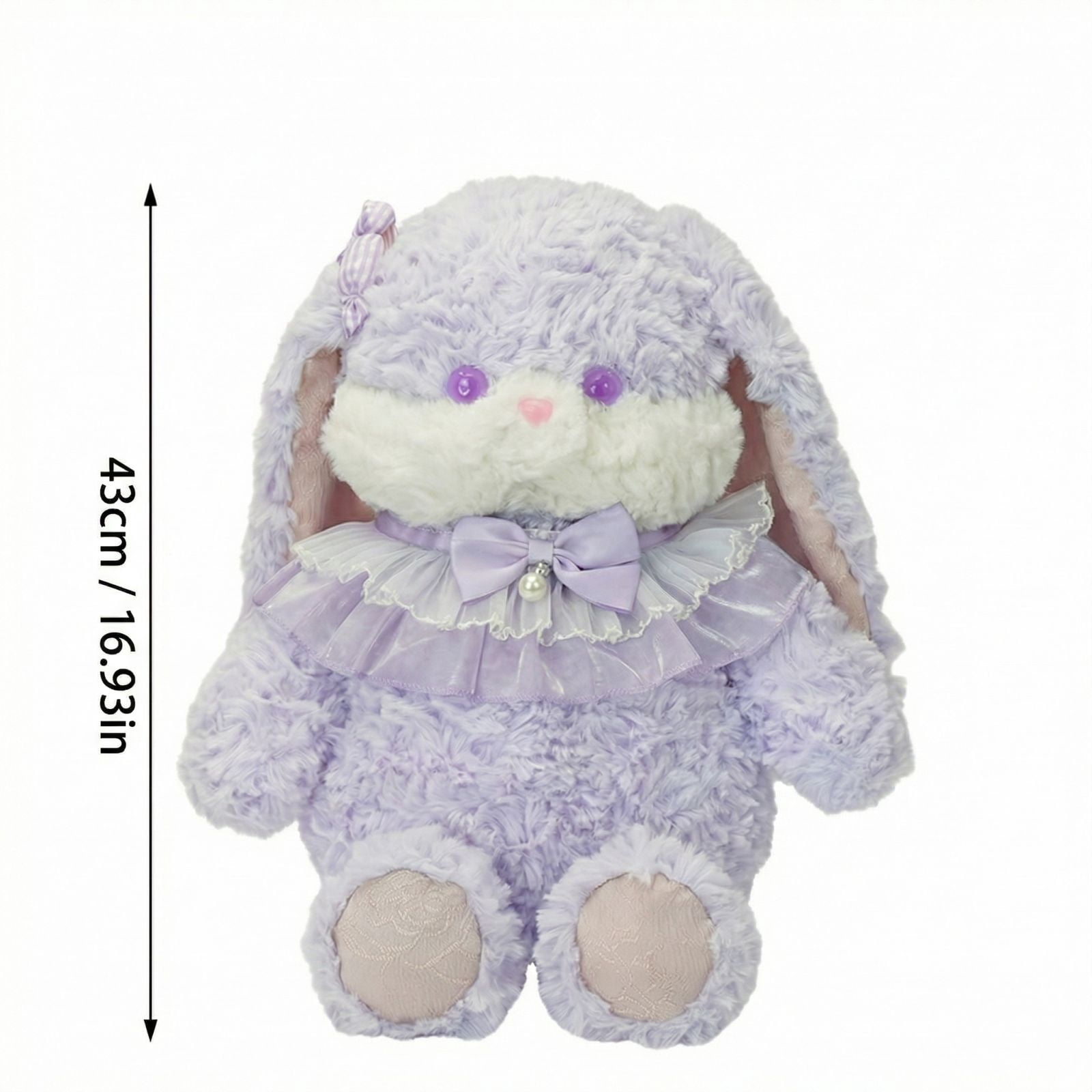 Jollyzo Adorable Bunny Plush Toys with Lace Collar – Soft Rabbit Stuffed Animals with Floppy Ears, Ideal for Easter Gifts, Nursery Decor, and Kids' Snuggles