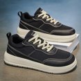 thumbnail image 3 of Men's Low Top Lace Up Thick Sole Casual Sneakers Mesh Spliced Upper Platform Daily Walking Shoes, 3 of 10