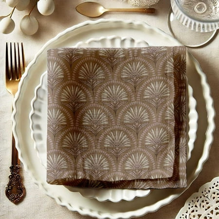 

Vargottam Vibrant Brown Art Deco Floral Cotton Muslin Napkins - Set of 12 20-Inch Luxurious & Absorbent Perfect for Festive Occasions Outdoor Dining and Home Decor - Machine Washable