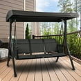 thumbnail image 4 of Kozyard Brenda 3-Seat Patio Swing Chair, Outdoor Porch Swing Glider with Adjustable Canopy, Side Pouches, Breathable Seat and Back, for Garden, Poolside, Backyard (Gray), 4 of 6
