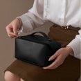 thumbnail image 3 of Bolsa de maquillaje de viaje para mujer de gran capacidad, bolsa de maquillaje de cuero resistente al agua, kit de cuidado de bolsa de aseo de viaje de almacenamiento multifuncional (negro), 3 of 5