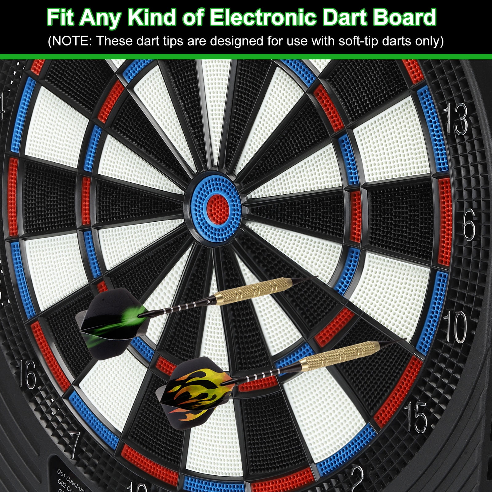 Soft Tip Darts Set- 12Pcs Plastic Tip Darts 100 Extra Dart Tips 42 Dart Flights for Electronic Dart Board