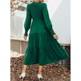 thumbnail image 2 of Cupshe Women's Ruched Maxi Dress High Neck Long Sleeves Smocked Tiered, 2 of 7
