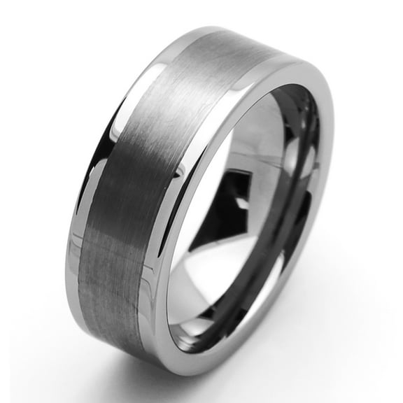 Men Women Tungsten Carbide Wedding Band Ring 8mm Comfort Fit Flat Brushed Ring For Men & Women
