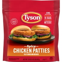 Tyson White Meat Spicy Breaded Chicken Patties, 23 oz (Frozen, Fully Cooked)