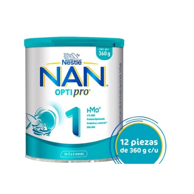 Pack de 12 Fórmula Infantil en Polvo Nan 1 Optipro de 360 gr Nestlé Nan 1