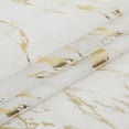 thumbnail image 2 of Dainty Home Premium Linen Textured Shower Curtain Set with 12 Hooks, Gold Metallic Marble Printed Fabric Bathroom Curtain, 2 of 5