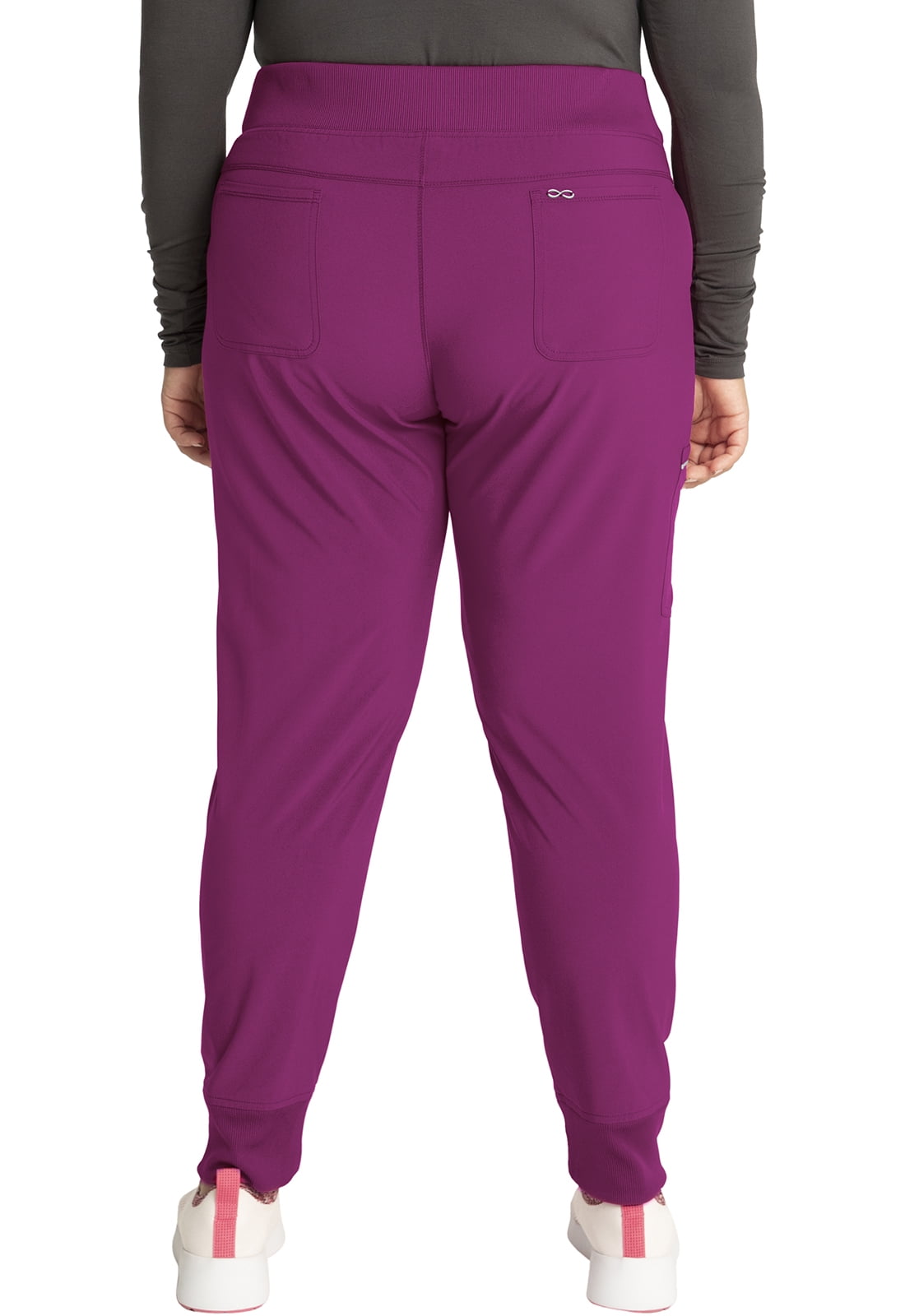 Cherokee Infinity Scrubs Pant For Women Mid Rise Jogger Plus Size CK110A,  3XL, Orchid Flower 