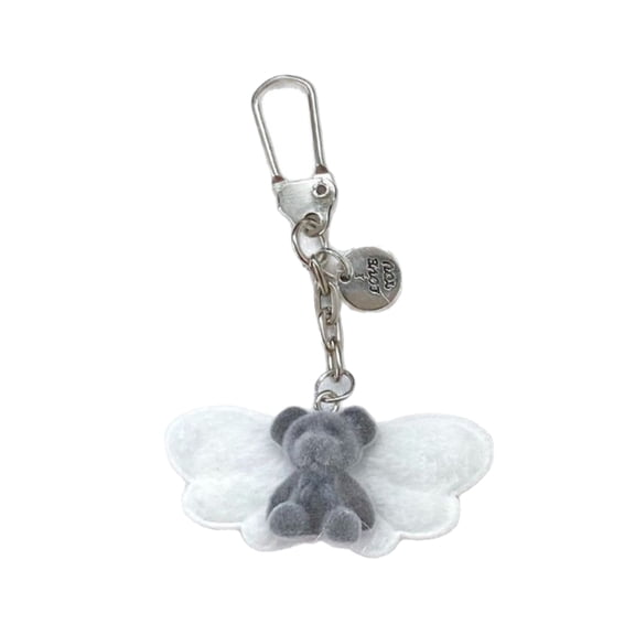 Versatile Small Flocking Bear Hanging Decoration Accessory Portable Keychain Charm for Car and Office Embellishment