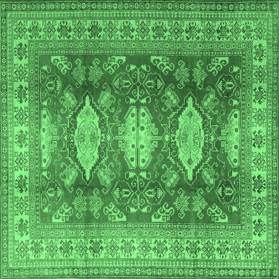 Ahgly Company Indoor Square Persian Emerald Green Traditional Area Rugs, 4' Square