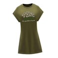 thumbnail image 4 of Vestido corto de verano para mujer, hasta la , elegante vestido con cuello redondo para viajes de vacaciones S, 4 of 7