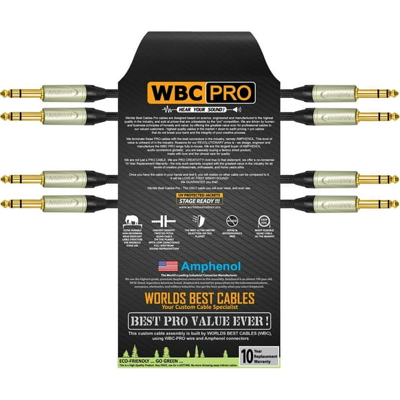 Cable Estéreo TRS Star-Quad Ultra Silencioso WBC-PRO-Amphenol Tweed 6 Pulgadas