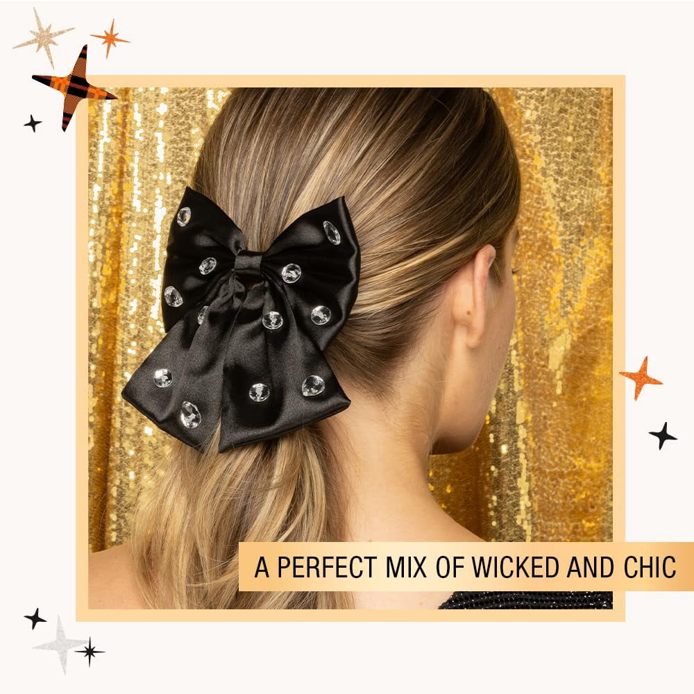 (5 pack) Scunci by Conair Hey Boo! Bow Barrette with Gem Stones, Black, 1-Count