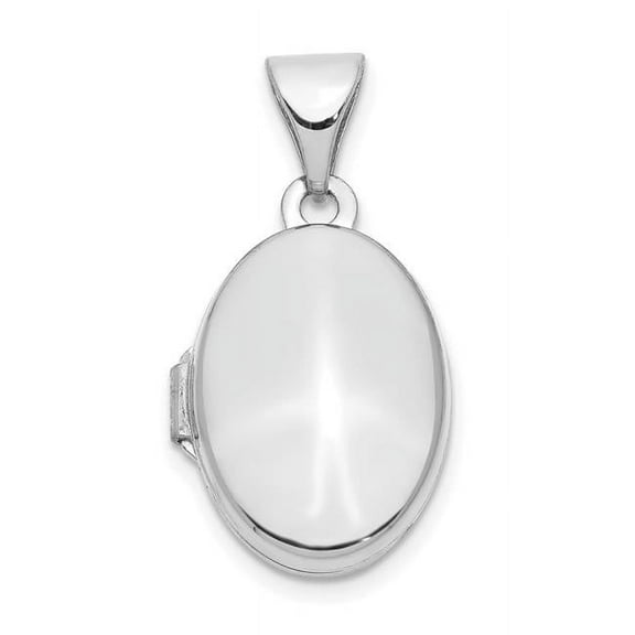 Finest Gold 14K White Gold 13 mm Oval Plain Assembled Locket Pendant
