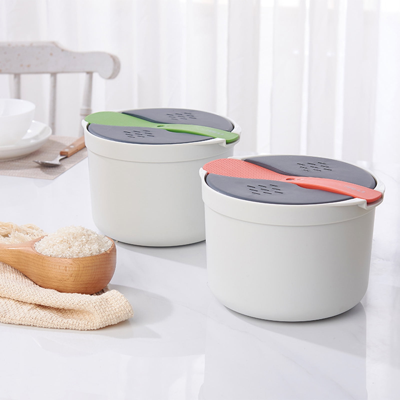 Homelife 1 Set 2L Rice Steaming Pot Food Contact Grade Easy to Clean Office Worker Portable Microwave Rice Cooker Kitchen Cookware
