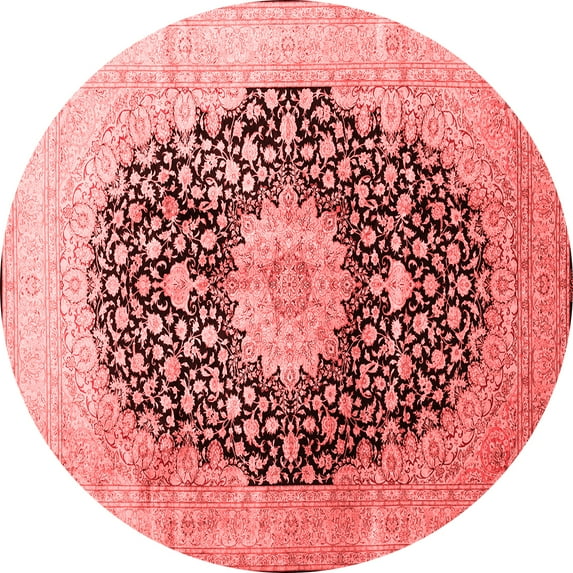Ahgly Company Indoor Round Medallion Red Traditional Area Rugs, 8' Round