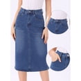 thumbnail image 2 of DARING DIVA Women's Denim Split Back Pockets Midi Jean Skirts S Sky Blue, 2 of 6